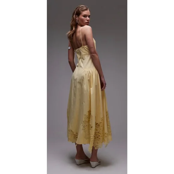 Topshop Yellow Lace Midi Dress  Size US 10 / UK 14 / EUR 42